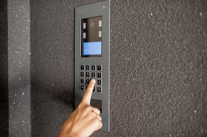 Entering code on the intercom keyboard