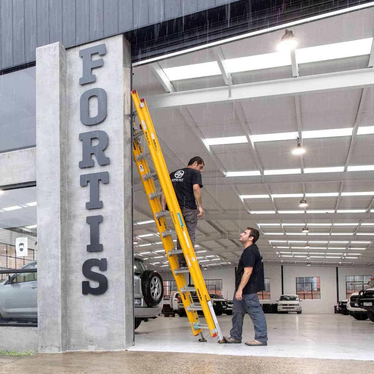 BPoint Technicians Installing Commercial Security System